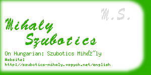 mihaly szubotics business card